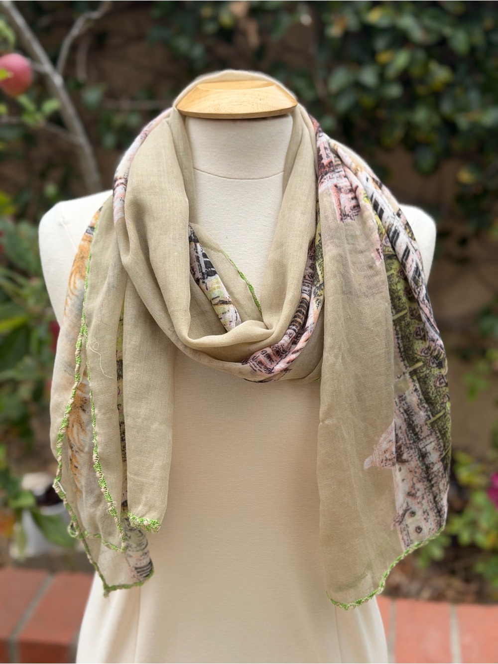 Light Beige Printed Women's Scarf